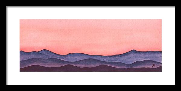 Watercolor Framed Print featuring the painting Nightfall Over The Hills #1 by Brenda Owen