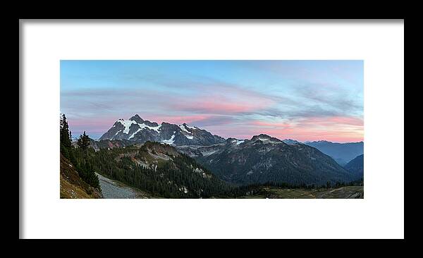 Mountains Framed Print featuring the photograph North Cascades Sunset Featuring Mount Shuksan #1 by Michael Russell