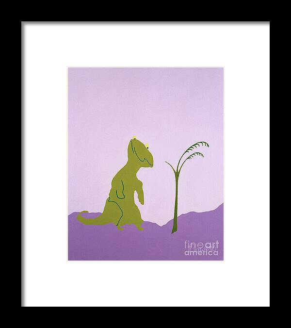 Dinosaur Framed Print featuring the painting Nudgeandhumosaurus #2 by John Bowers