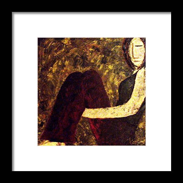 Abstract Framed Print featuring the painting Numb #1 by Fareeha Khawaja