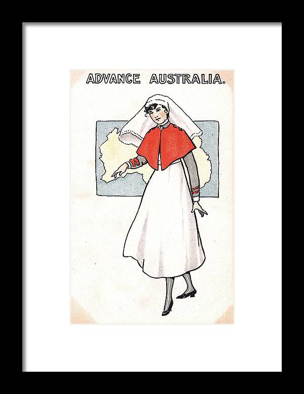 1918 Framed Print featuring the drawing NURSE, 1918. - to license for professional use visit GRANGER.com #2 by Granger