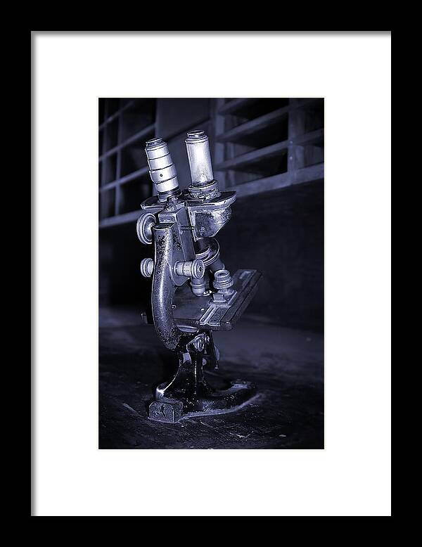 Old Framed Print featuring the photograph Old Microscope #1 by Henrik Lehnerer