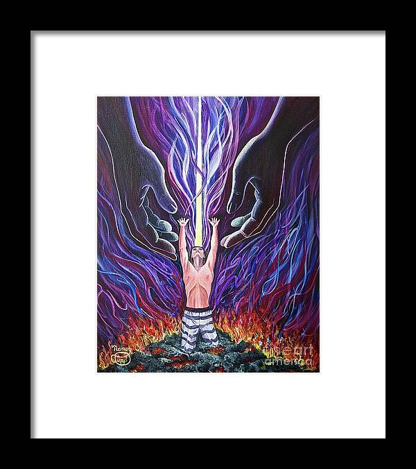 Prisoner Framed Print featuring the painting Out Of The Ashes by Nancy Cupp