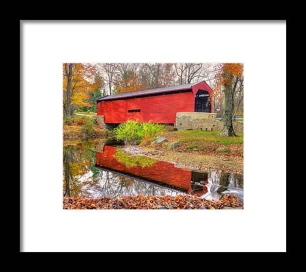 Bartrams Covered Bridge Framed Print featuring the photograph PA Country Roads- Bartrams / Goshen Covered Bridge Over Crum Creek No.11 Chester / Delaware Counties #1 by Michael Mazaika