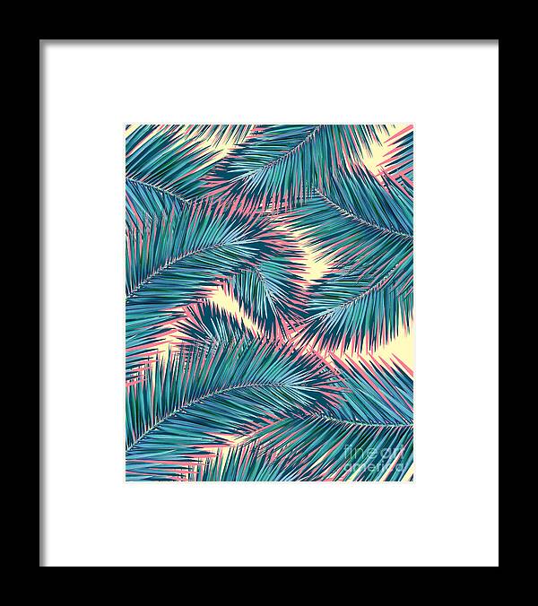 Tropical Leaves. Nature Design Framed Print featuring the digital art Exotic Summer tropical plant by Mark Ashkenazi