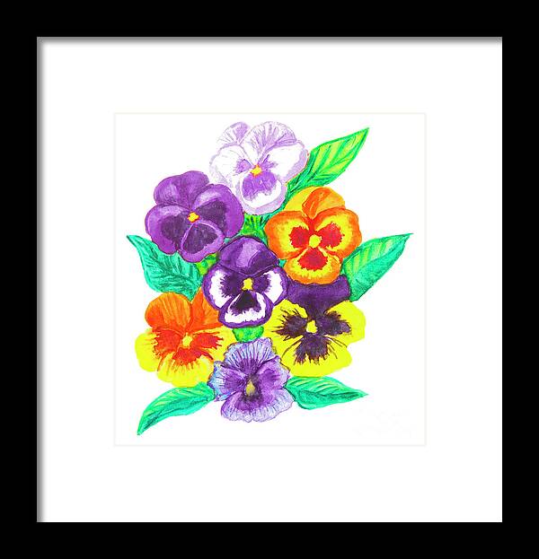 Pansy Framed Print featuring the painting Pansies, watercolour painting #1 by Irina Afonskaya