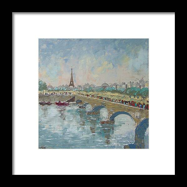 Paris Framed Print featuring the painting Paris Les quais de la Seine #2 by Frederic Payet