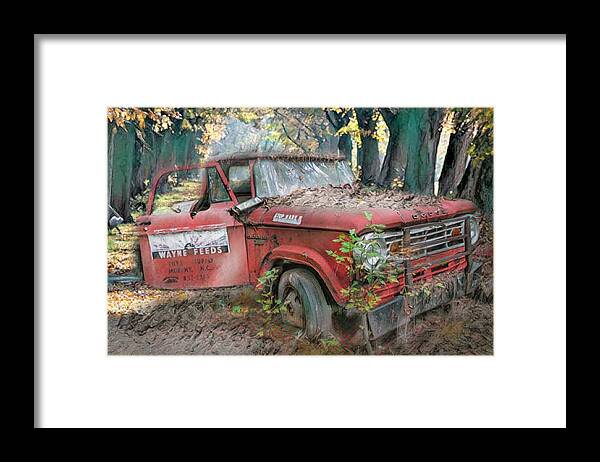 American Framed Print featuring the photograph Parked on a Country Road Watercolors Painting #1 by Debra and Dave Vanderlaan
