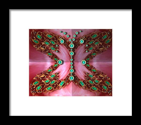 Butterflie Framed Print featuring the mixed media Pearls Dedicated To The Nature #1 by Pepita Selles