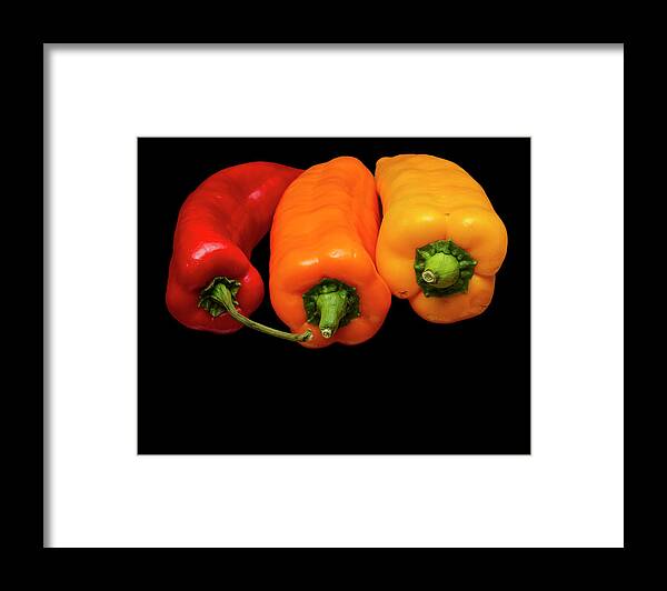 Peppers Framed Print featuring the photograph Peppers Red Yellow Orange #1 by David French