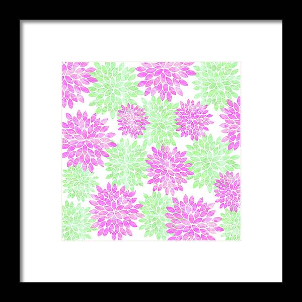 Graphic-design Framed Print featuring the digital art Pink And Green Flowers #1 by Sylvia Cook