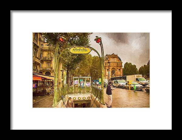 Place Saint Michel Framed Print featuring the digital art Place St. Michel #1 by Mick Burkey