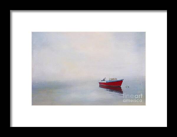 Boat Framed Print featuring the digital art Pop of Red by Jayne Carney