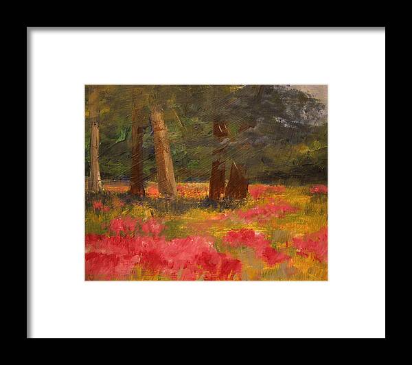 Poppy Painting Framed Print featuring the painting Poppy Meadow by Julie Lueders 