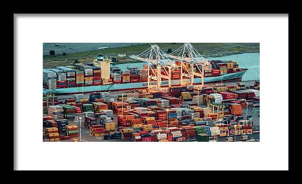 Port Of Oakland Framed Print featuring the photograph Port of Oakland Aerial Photo #3 by David Oppenheimer