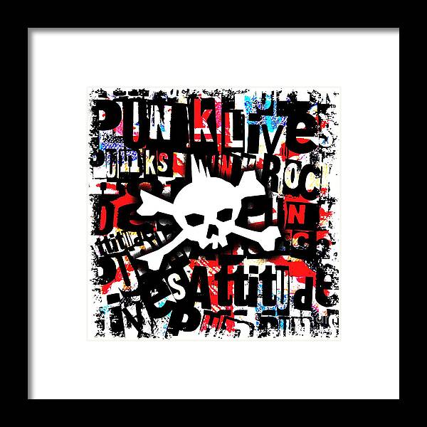 Punk Framed Print featuring the digital art Punk Skull #1 by Roseanne Jones