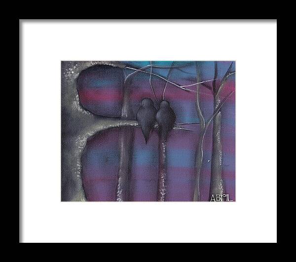 Whimsical Tree Framed Print featuring the painting Purple Night by Abril Andrade