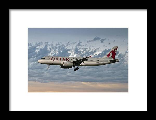 Qatar Framed Print featuring the photograph Qatar Airways Airbus A320-232 #1 by Smart Aviation