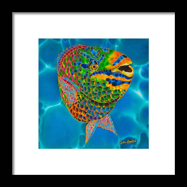 Diving Framed Print featuring the painting Queen Parrotfish by Daniel Jean-Baptiste