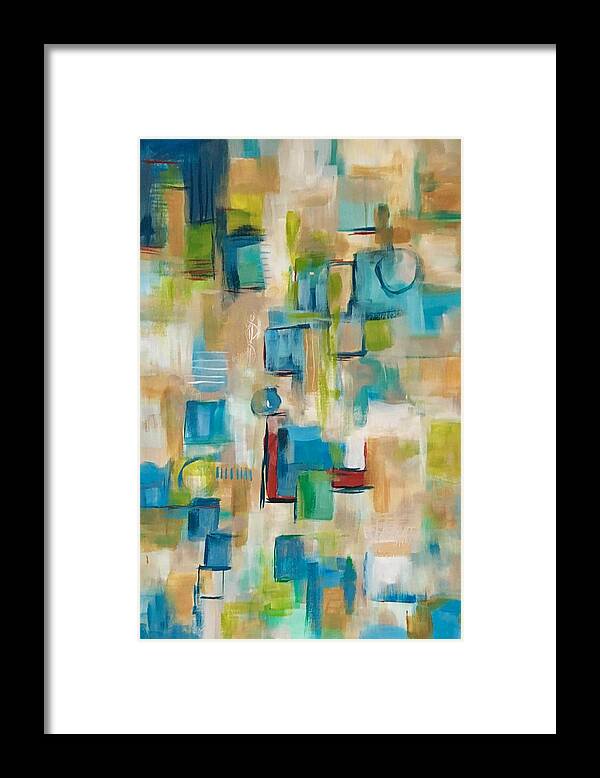 Acrylic Abstract Framed Print featuring the painting Quilted #1 by Suzzanna Frank