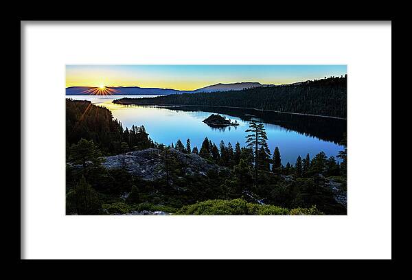 California Framed Print featuring the photograph Radiant Sunrise on Emerald Bay #1 by John Hight