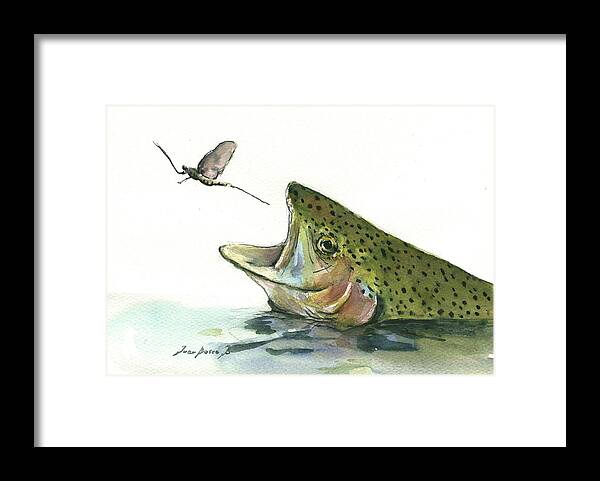 Rainbow Trout Framed Print featuring the painting Rainbow trout by Juan Bosco