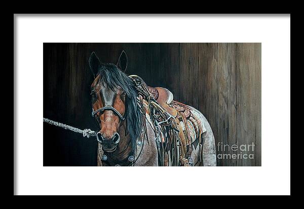 Horse Framed Print featuring the pastel Ready and Willing by Joni Beinborn