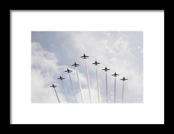 Red Framed Print featuring the photograph Red arrows #6 by Christopher Rowlands