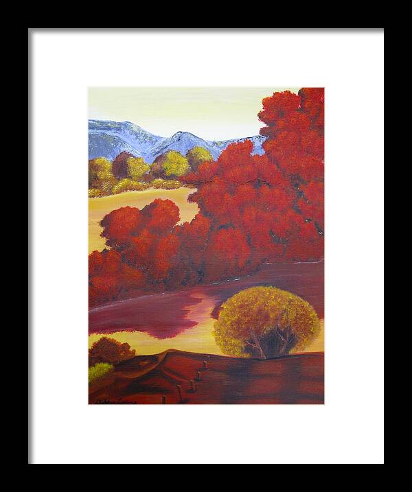 Landscape Framed Print featuring the painting Red Autumn #1 by Debbie Levene