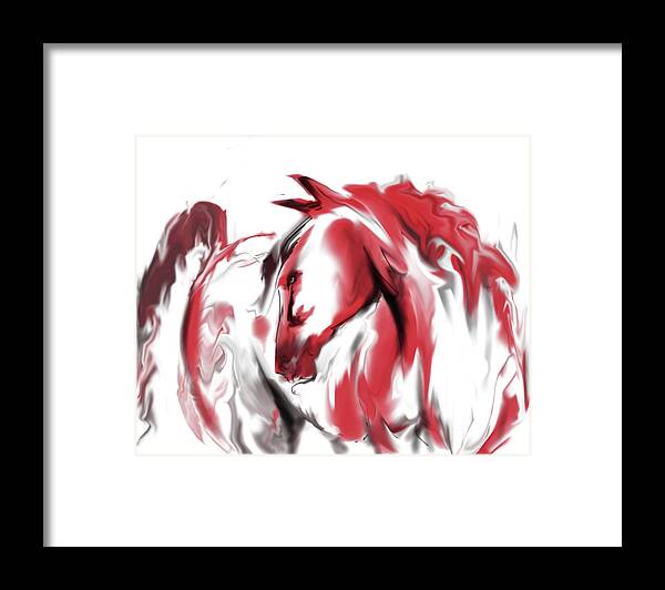  Framed Print featuring the mixed media Red Horse by Jim Fronapfel