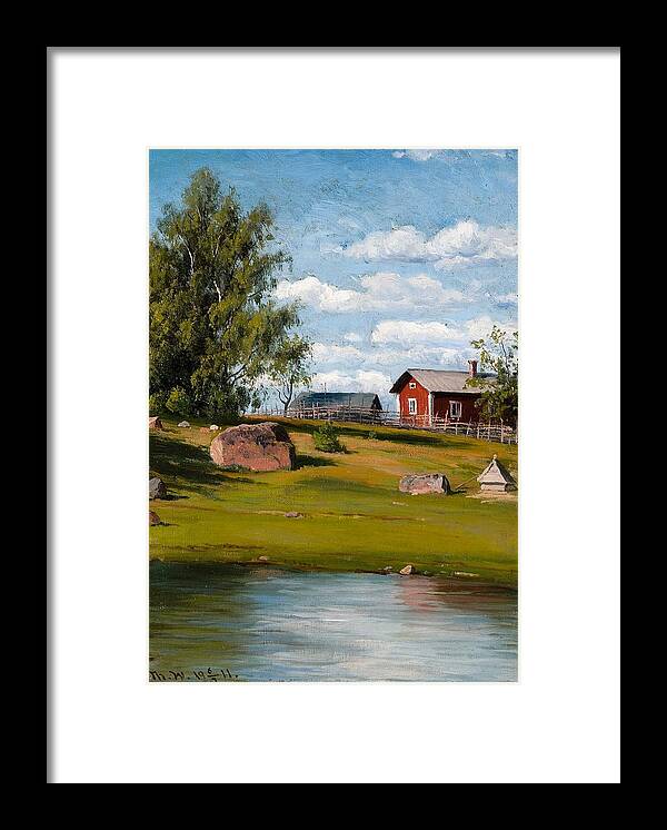 Thorsten Waenerberg Framed Print featuring the painting Red House #1 by MotionAge Designs