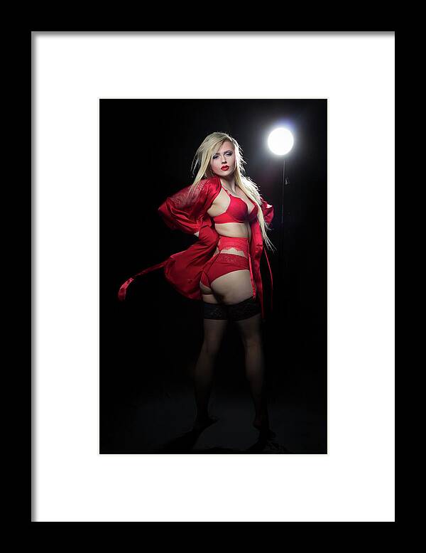 Sexy Framed Print featuring the photograph Red Lingerie by La Bella Vita Boudoir