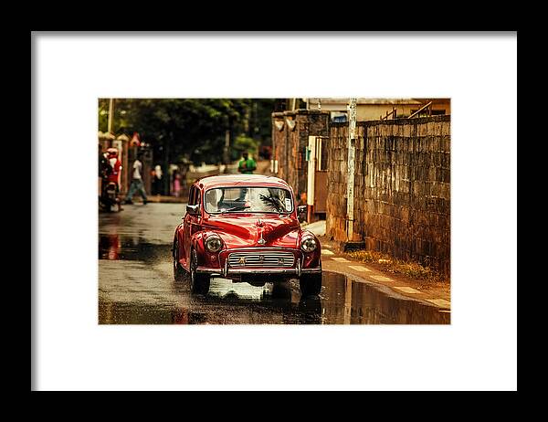 Morris Minor Framed Print featuring the photograph Red Retromobile. Morris Minor by Jenny Rainbow