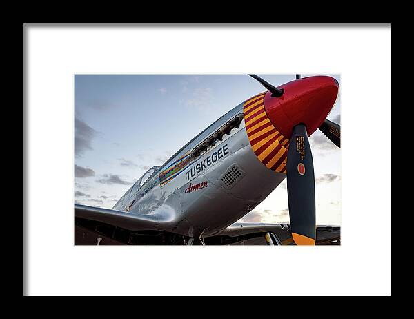 Sundown Framed Print featuring the photograph Red Tail at Dusk - 2017 Christopher Buff, www.Aviationbuff.com #1 by Chris Buff
