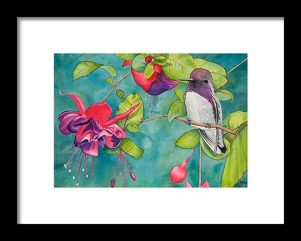 Hummingbird Art Framed Print featuring the painting Resting Place #1 by Mishel Vanderten