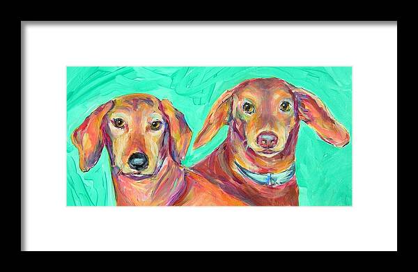  Framed Print featuring the painting Rocky and Hershey #1 by Judy Rogan
