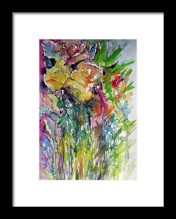Rose Framed Print featuring the painting Roses #1 by Kovacs Anna Brigitta