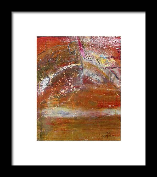 Abstract Framed Print featuring the painting Rusty Rainbow #1 by Carole Johnson