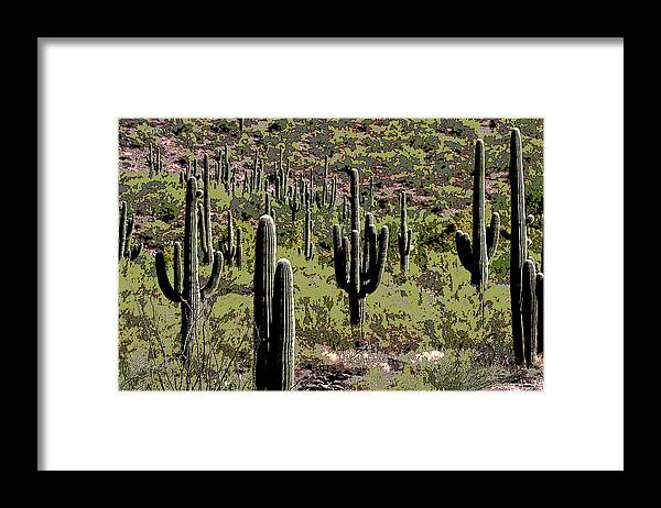 Saguaro Forest Framed Print featuring the digital art Saguaro Forest #1 by Tom Janca