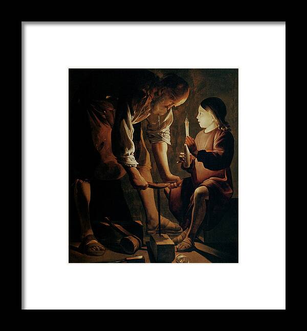  Georges De La Tour Framed Print featuring the painting Saint Joseph The Carpenter #1 by Georges De La Tour