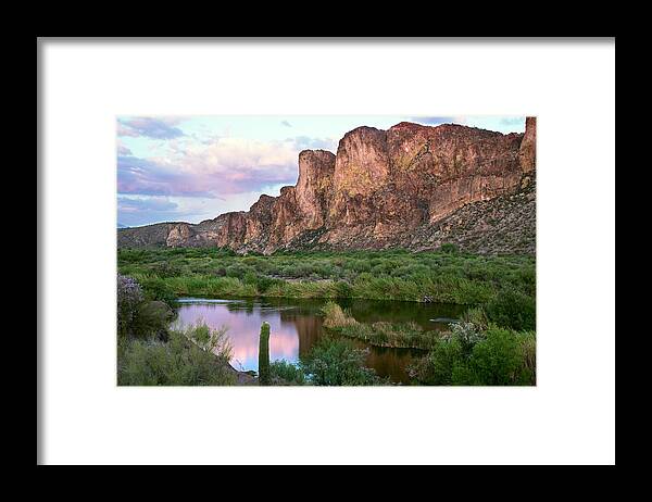 Goldfield Mountains Framed Print featuring the photograph Salt River Sunset #3 by Dave Dilli