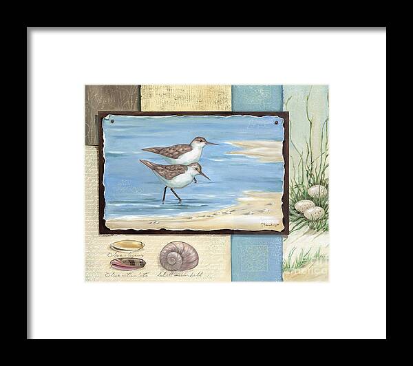 Sandpiper Framed Print featuring the painting Sandpiper Collage I #1 by Paul Brent