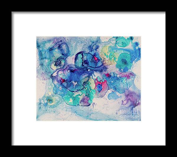 Blue Framed Print featuring the painting Sea of Blue #1 by Linda Cranston