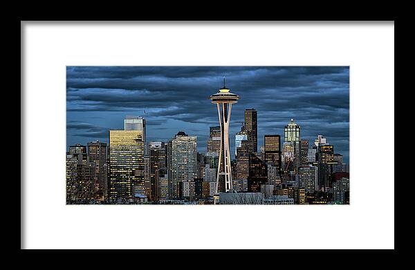 Seattle Framed Print featuring the photograph Seattle Night #1 by Robert Fawcett