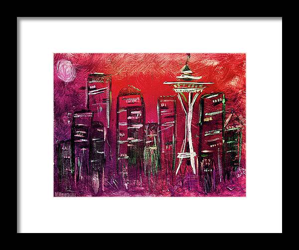 Seattle Framed Print featuring the painting Seattle Skyline #1 by Melisa Meyers