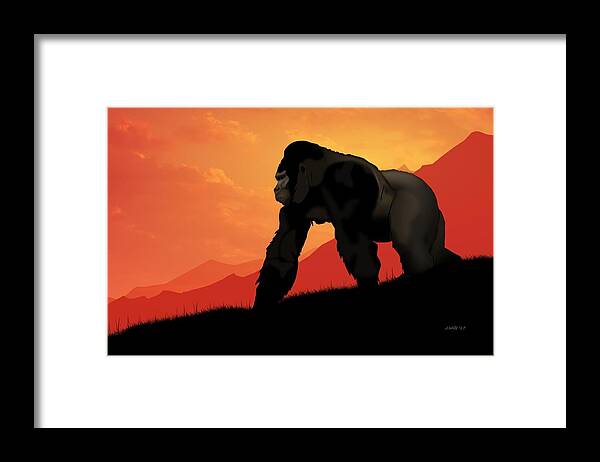 Gorilla Silverback Animal Framed Print featuring the digital art Silverback Gorilla #1 by John Wills