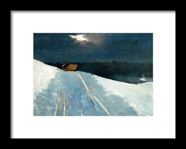 Winslow Homer Framed Print featuring the painting Sleigh Ride #1 by Winslow Homer
