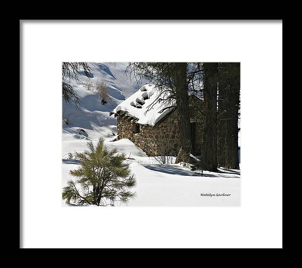 Snow Framed Print featuring the photograph Snow Cabin by Matalyn Gardner