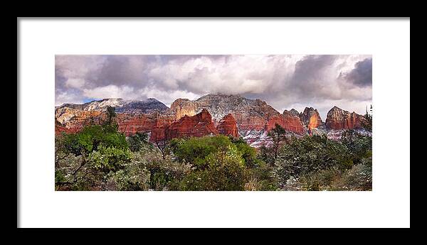 Landscape Framed Print featuring the photograph Snow in Heaven Panorama #1 by Leda Robertson