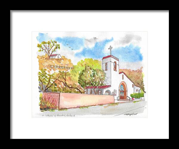 St. Catherine Of Alexandria Catholic Church Framed Print featuring the painting St. Catherine of Alexandria Catholic Church, Avalon, Santa Catalina Island, CA by Carlos G Groppa